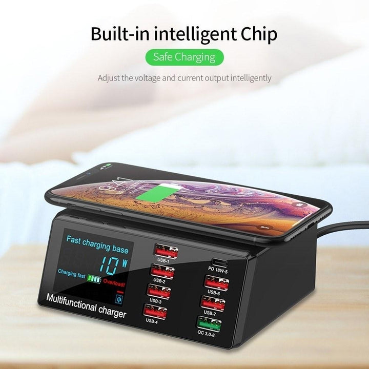8 Port Wireless USB Charger Quick Charge PD+QC3.0+USB Station with LED Display Image 9