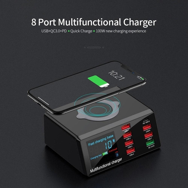 8 Port Wireless USB Charger Quick Charge PD+QC3.0+USB Station with LED Display Image 10