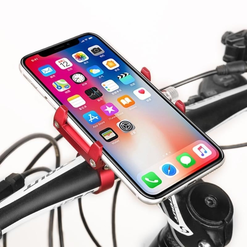 Adjustable Bicycle Phone Holder Aluminum Alloy 3.5"-6.5" Shockproof Bracket Image 1