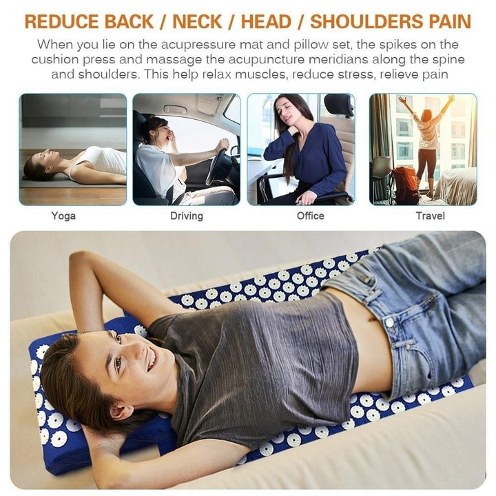 Acupuncture Mat Pillow Set Acupressure Cushion Massage Pad Image 8