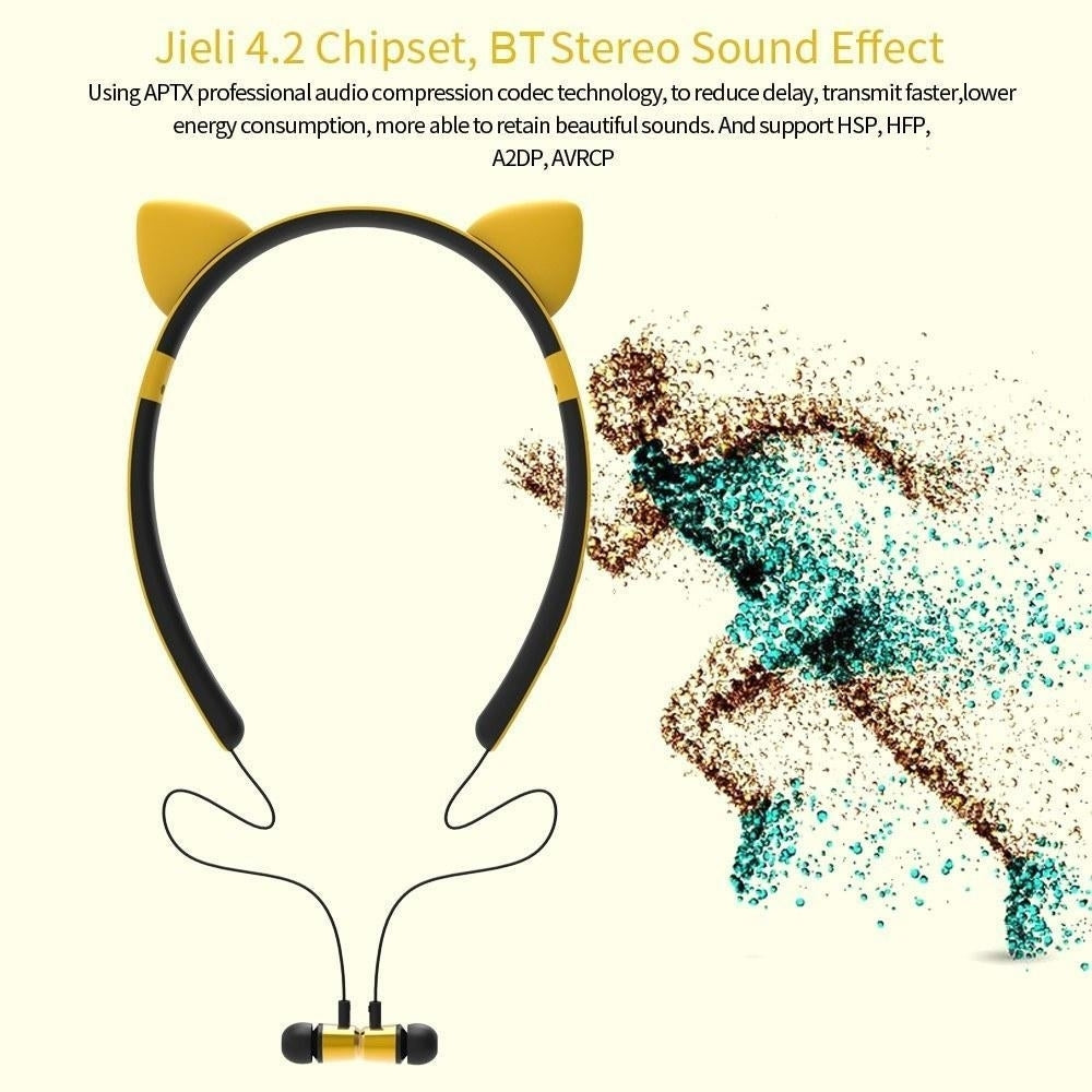 Bluetooth Stereo Cute Shape Headphones Magnetic Sports Headset Sweatproof Detachable Image 10