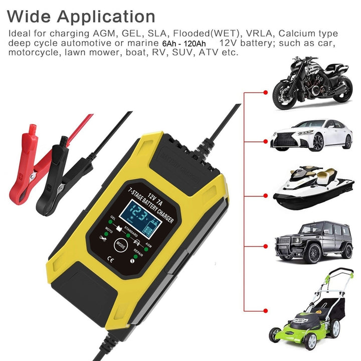 Car Battery Charger LCD Display Smart Maintainer 7-Stages Trickle Chargers Image 6