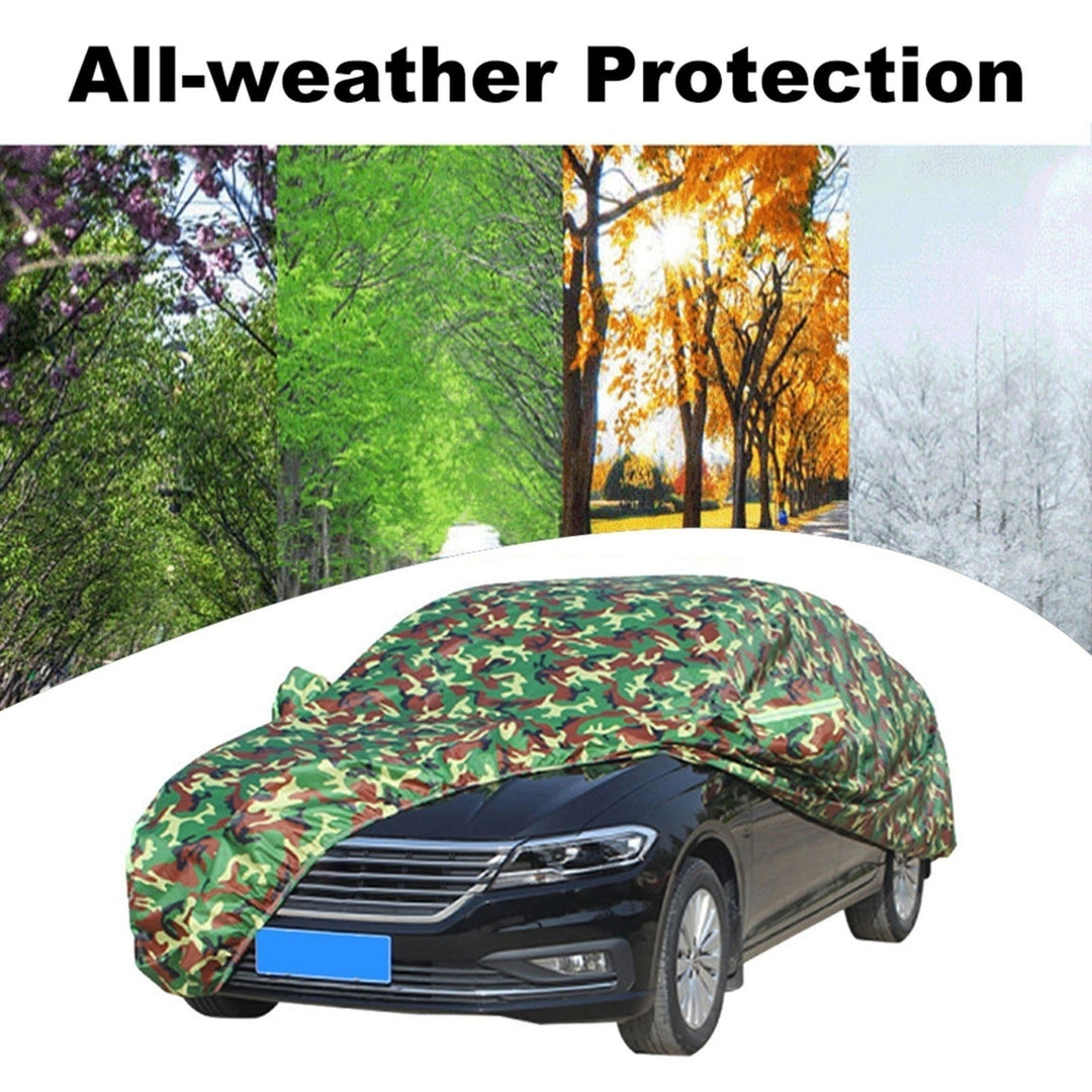 Car Cover All-weather Protection Full Covers with Reflective Strip Camouflage Style Auto Sunscreen Image 3