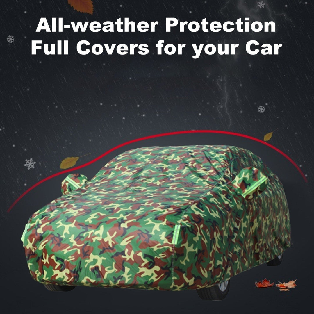 Car Cover All-weather Protection Full Covers with Reflective Strip Camouflage Style Auto Sunscreen Image 6