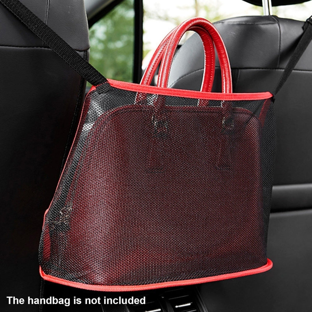 Car Mesh Organizer Between Seats Net Pocket Handbag Holder Image 1