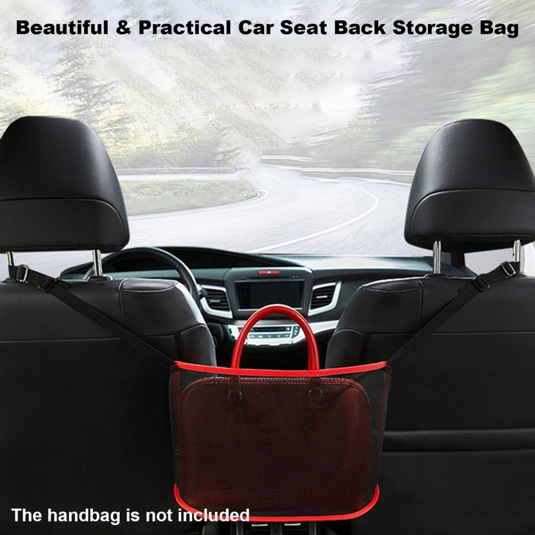 Car Mesh Organizer Between Seats Net Pocket Handbag Holder Image 7