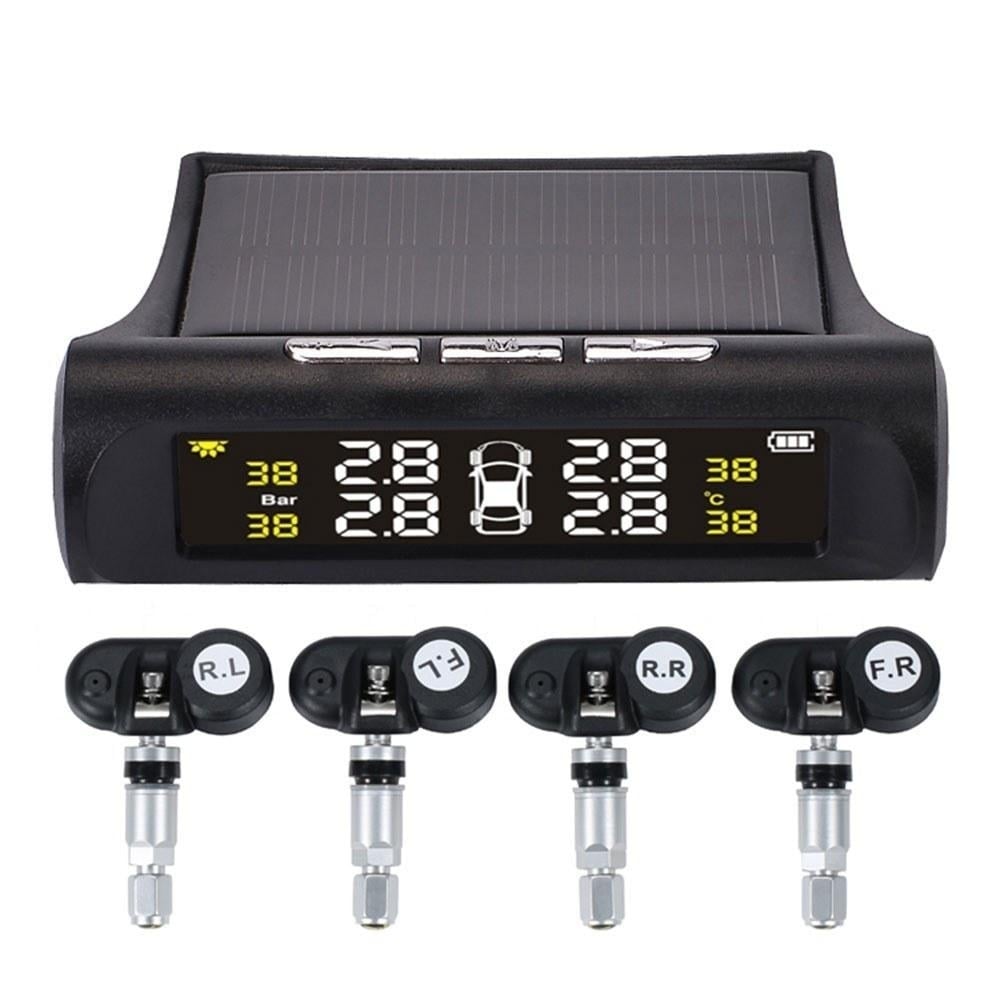 Car TPMS Tire Pressure Digital Solar Energy Monitoring System with 4 External Sensors Image 1