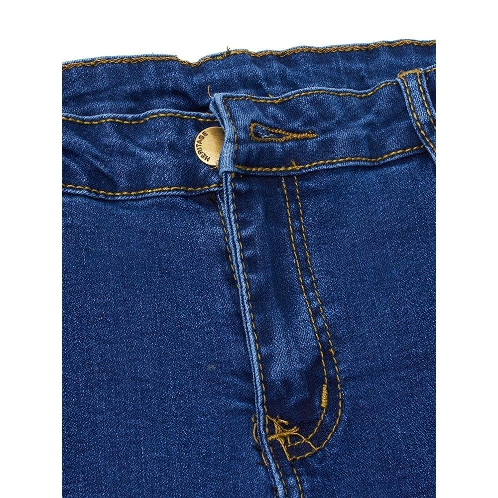 Casual Women Zipper Slim Ripped Tassel Flare Ninth Denim Jeans Image 4