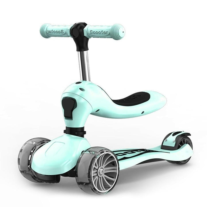 Childrens Scooter With Four Wheel Sitting Two In One Baby Foldable Colorful Image 2