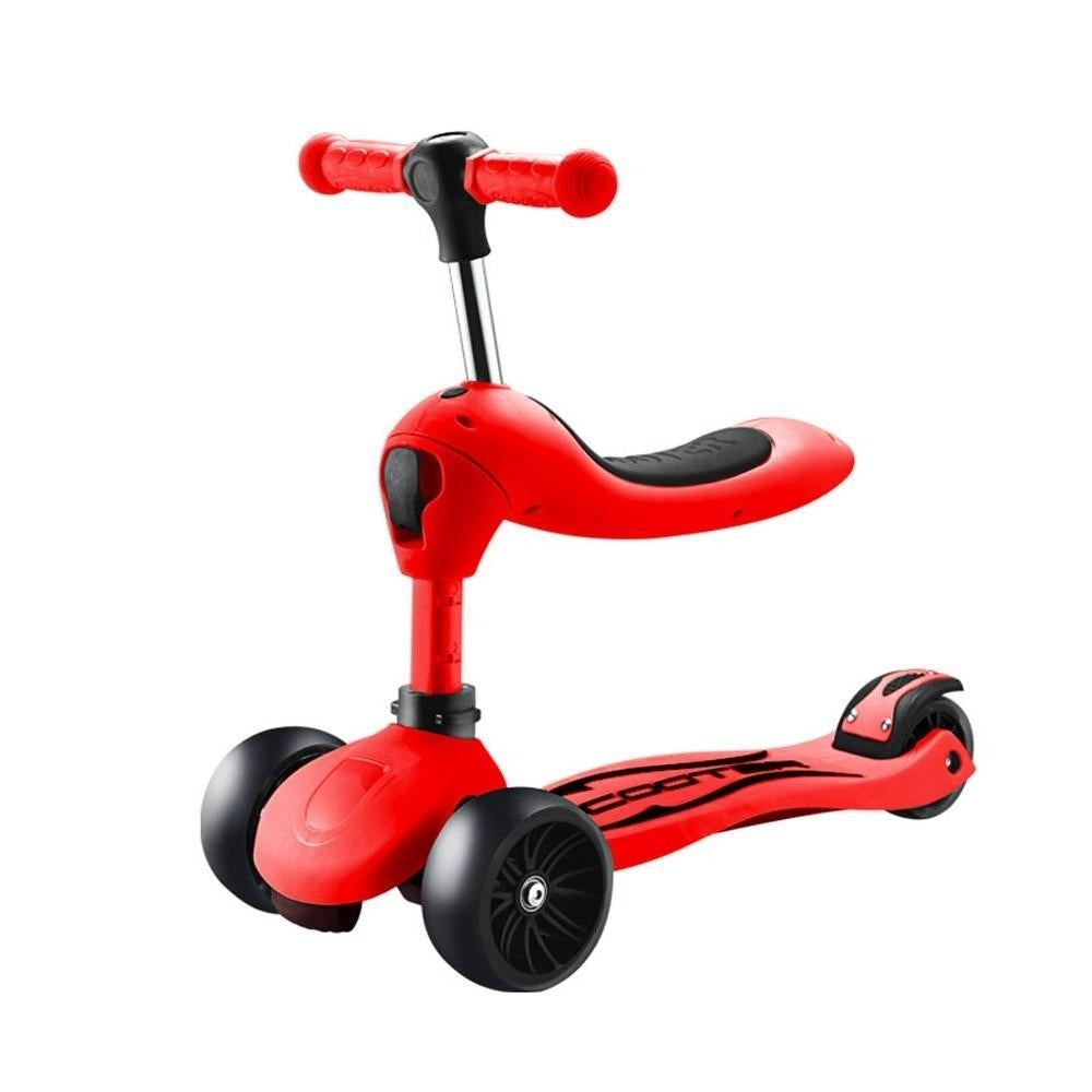 Childrens Scooter With Four Wheel Sitting Two In One Baby Foldable Colorful Image 4