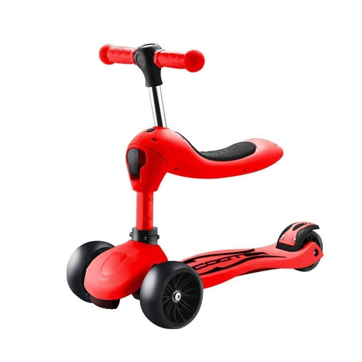 Childrens Scooter With Four Wheel Sitting Two In One Baby Foldable Colorful Image 1