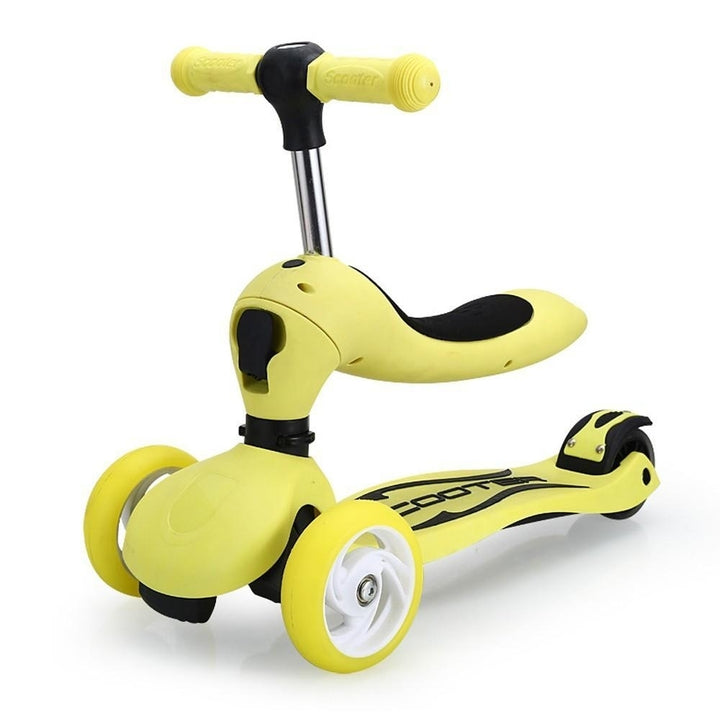 Childrens Scooter With Four Wheel Sitting Two In One Baby Foldable Colorful Image 4
