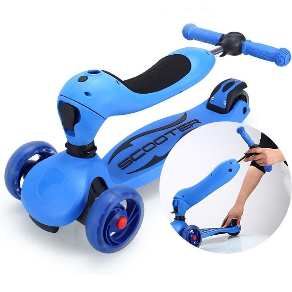 Childrens Scooter With Four Wheel Sitting Two In One Baby Foldable Colorful Image 9