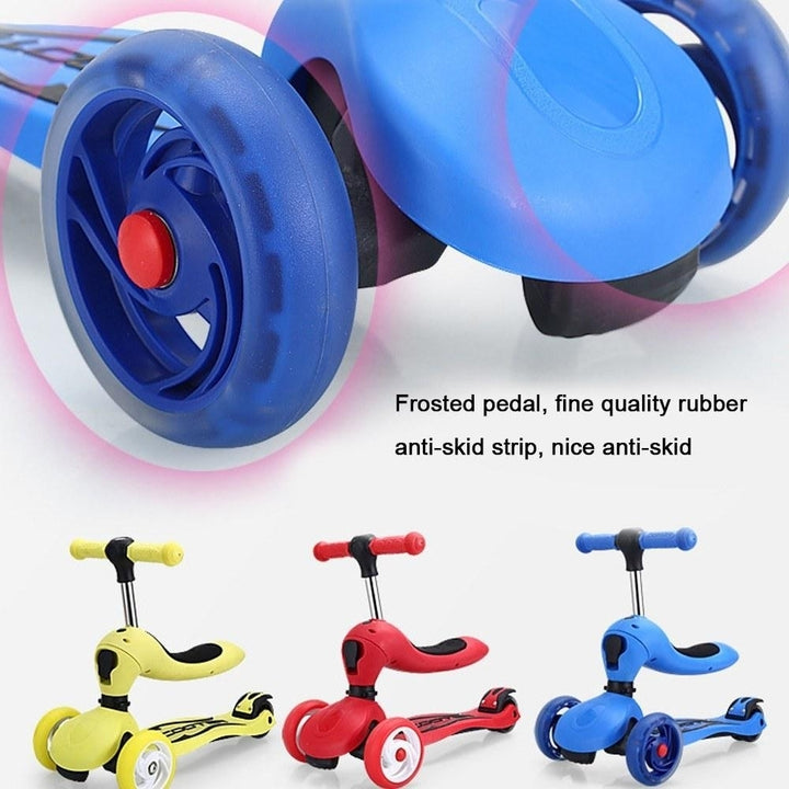 Childrens Scooter With Four Wheel Sitting Two In One Baby Foldable Colorful Image 11