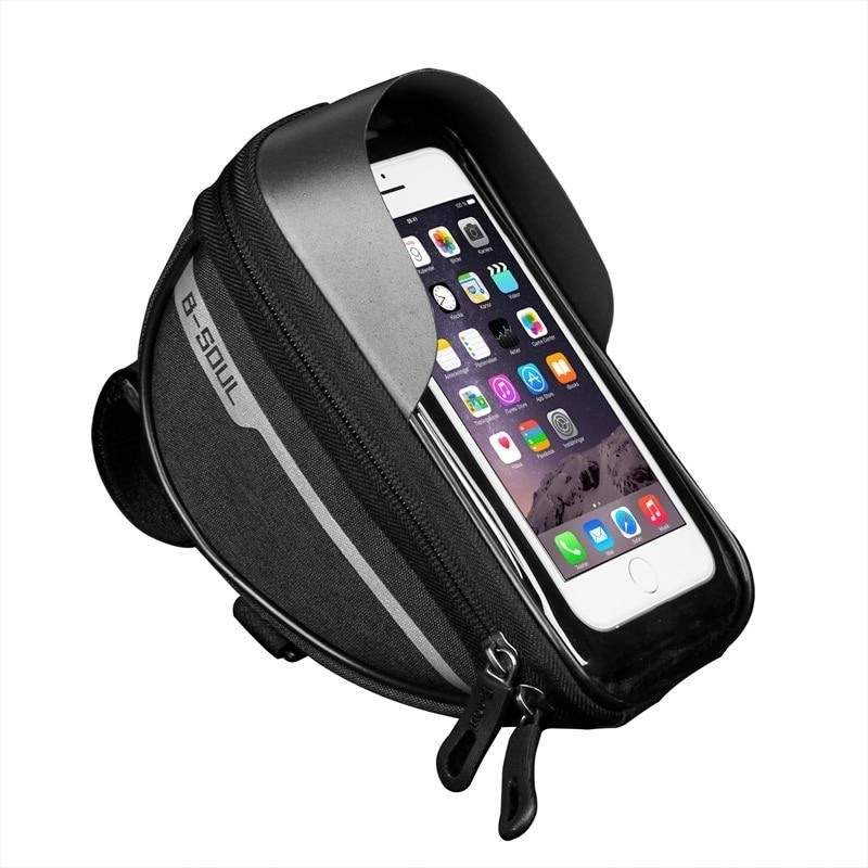 Cycling Bike Head Tube Handlebar Mount Bag With Mobile Phone Case Holder Screen Image 1