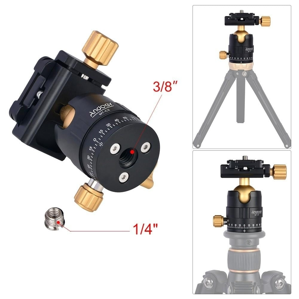 Compact Size Panoramic Tripod Ball Head Adapter 360 Rotation Aluminium Alloy with Quick Release Plate Image 8