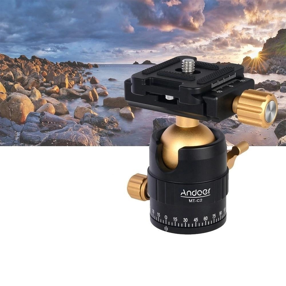 Compact Size Panoramic Tripod Ball Head Adapter 360 Rotation Aluminium Alloy with Quick Release Plate Image 10