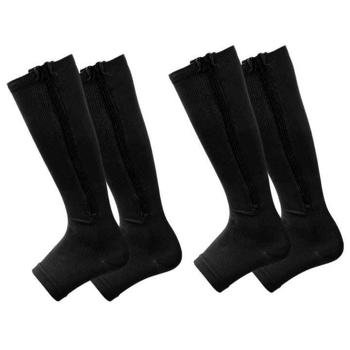 Compression Socks Zipper Leg Calf Sleeves Toeless for Swelling Pain Relieve 2 Pair Image 8