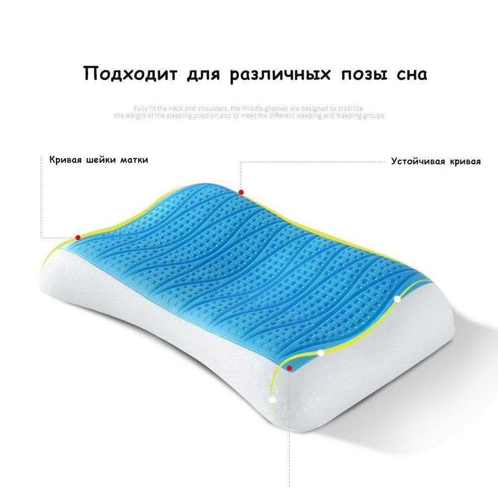 Cotton Memory Orthopedic Sleep Blue Cool Comfort Gel Neck Pillow Image 7