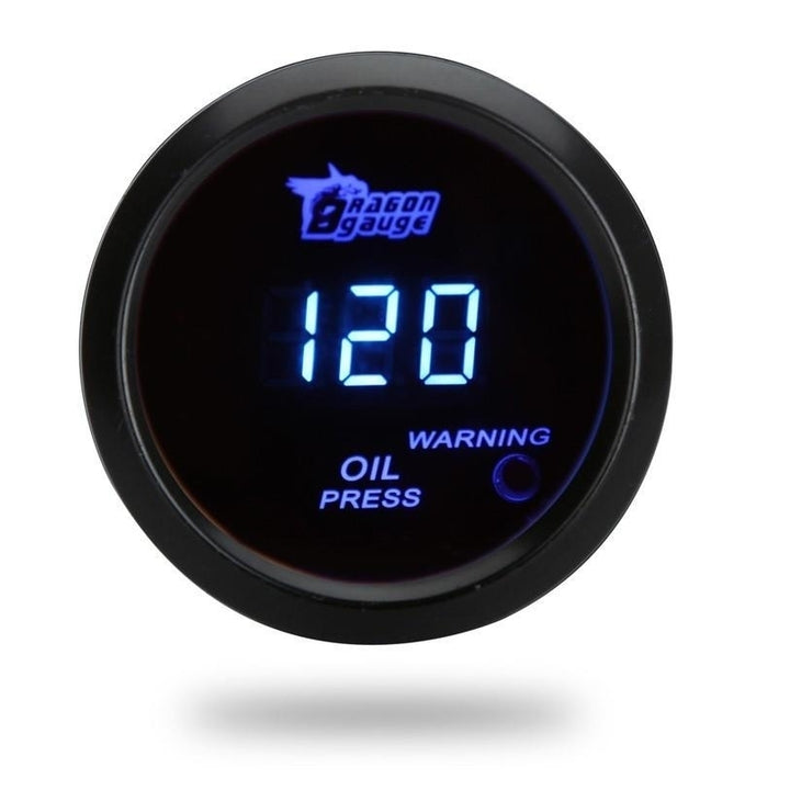 Digital Oil Pressure Meter Gauge with Sensor for Auto Car 52mm 2in LCD 0~120PSI Warning Light Black Image 1