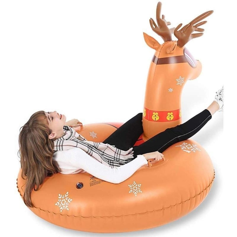 Double Layer Inflatable ELK Snow Sled for Kids and Adults Image 1