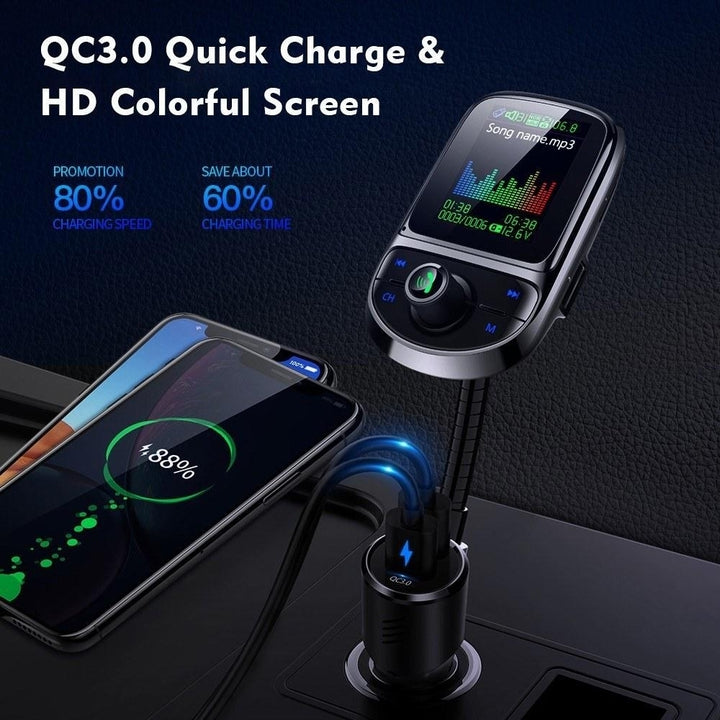 1.8 Inch Car FM Transmitter Multi-functional MP3 Player with Dual USB Charging Port Image 9