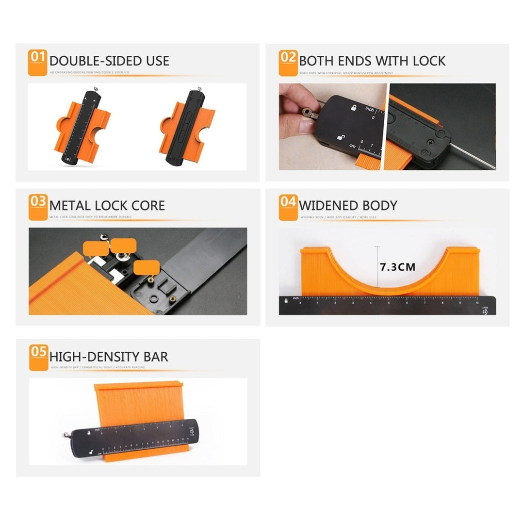 10 Inch Contour Gauge Profile Tool with Metal Lock Original Shape Copy Replicator for Working Image 8