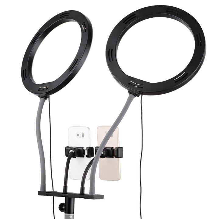 10 Inch,26cm Bi-color Dimmable Dual Selfie Ring Video Light Kit Image 3