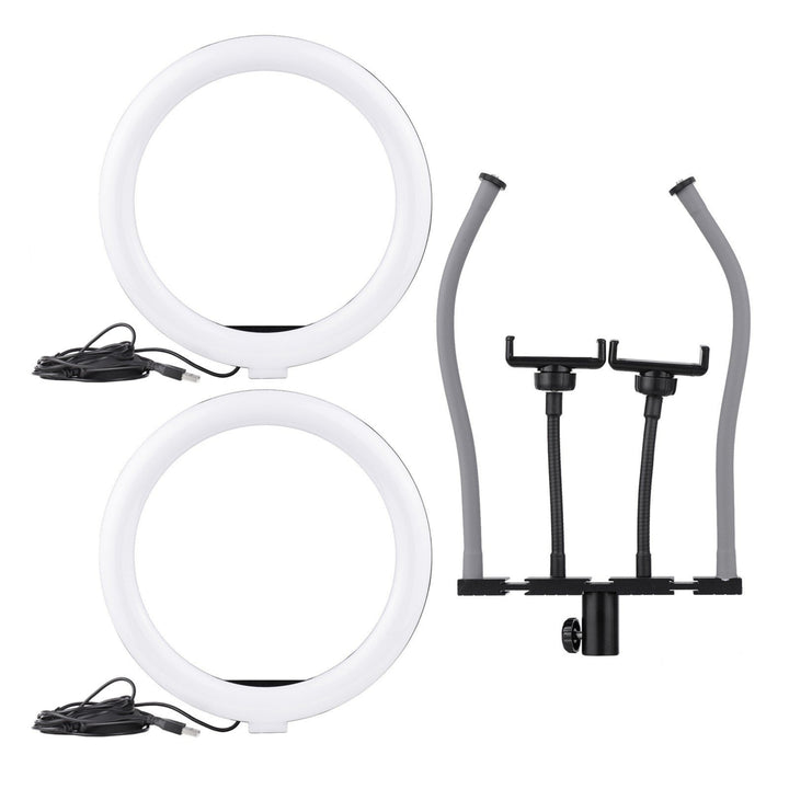 10 Inch,26cm Bi-color Dimmable Dual Selfie Ring Video Light Kit Image 7