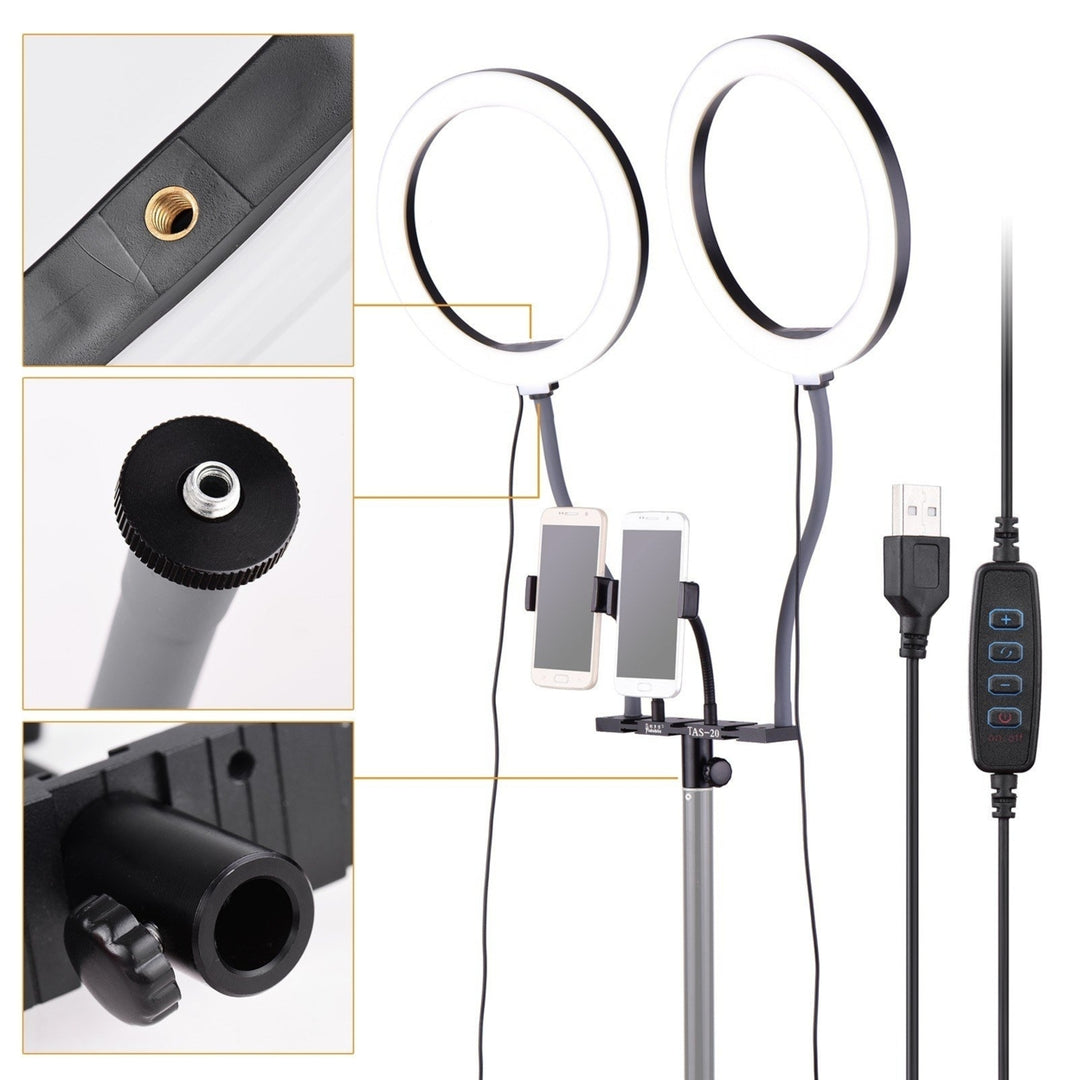 10 Inch,26cm Bi-color Dimmable Dual Selfie Ring Video Light Kit Image 8