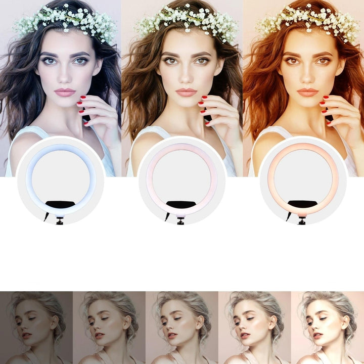 12-in RGB LED Ring Light Dimmable Selfie Circle Lamp Fill-in 10 Brightness Levels for Makeup Photography Image 3