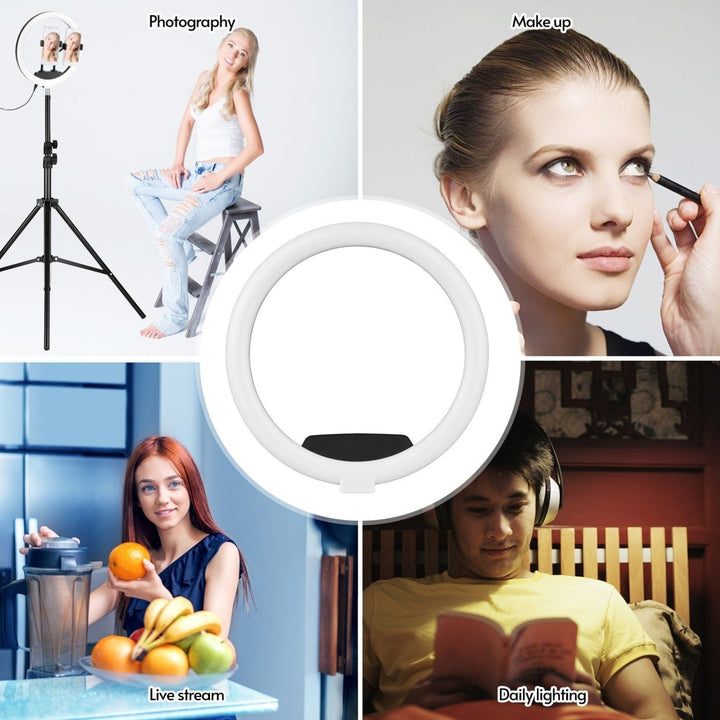 12-in RGB LED Ring Light Dimmable Selfie Circle Lamp Fill-in 10 Brightness Levels for Makeup Photography Image 4