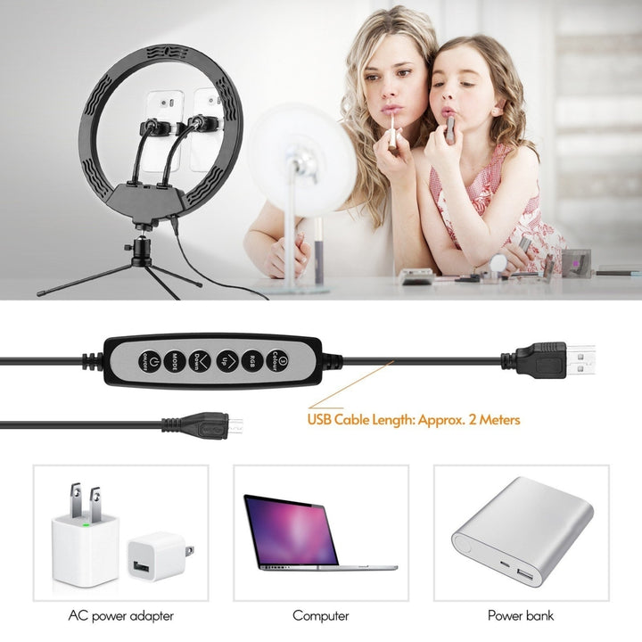 12-in RGB LED Ring Light Dimmable Selfie Circle Lamp Fill-in 10 Brightness Levels for Makeup Photography Image 9