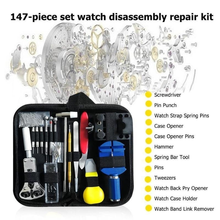 147pcs Watch Repair Tool Kit Link Pin Remover Case Opener Spring Bar Horlogemaker Gereedschap Tool (147pcs) Image 6
