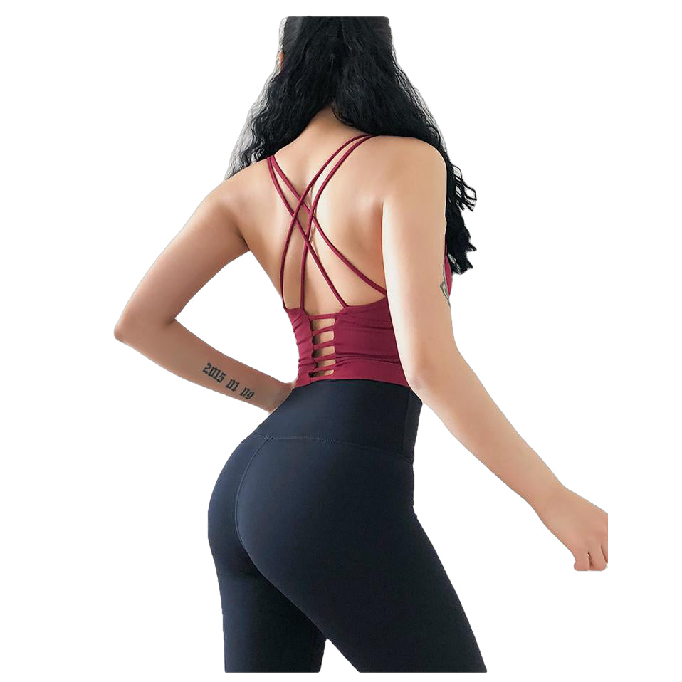 Heal Orange Sports Top Vest Beauty Back Bra Shock Proof Gathering High Intensity Yoga Underwear Fitness Image 2