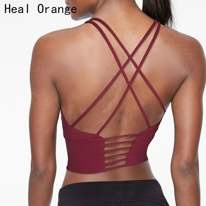 Heal Orange Sports Top Vest Beauty Back Bra Shock Proof Gathering High Intensity Yoga Underwear Fitness Image 8