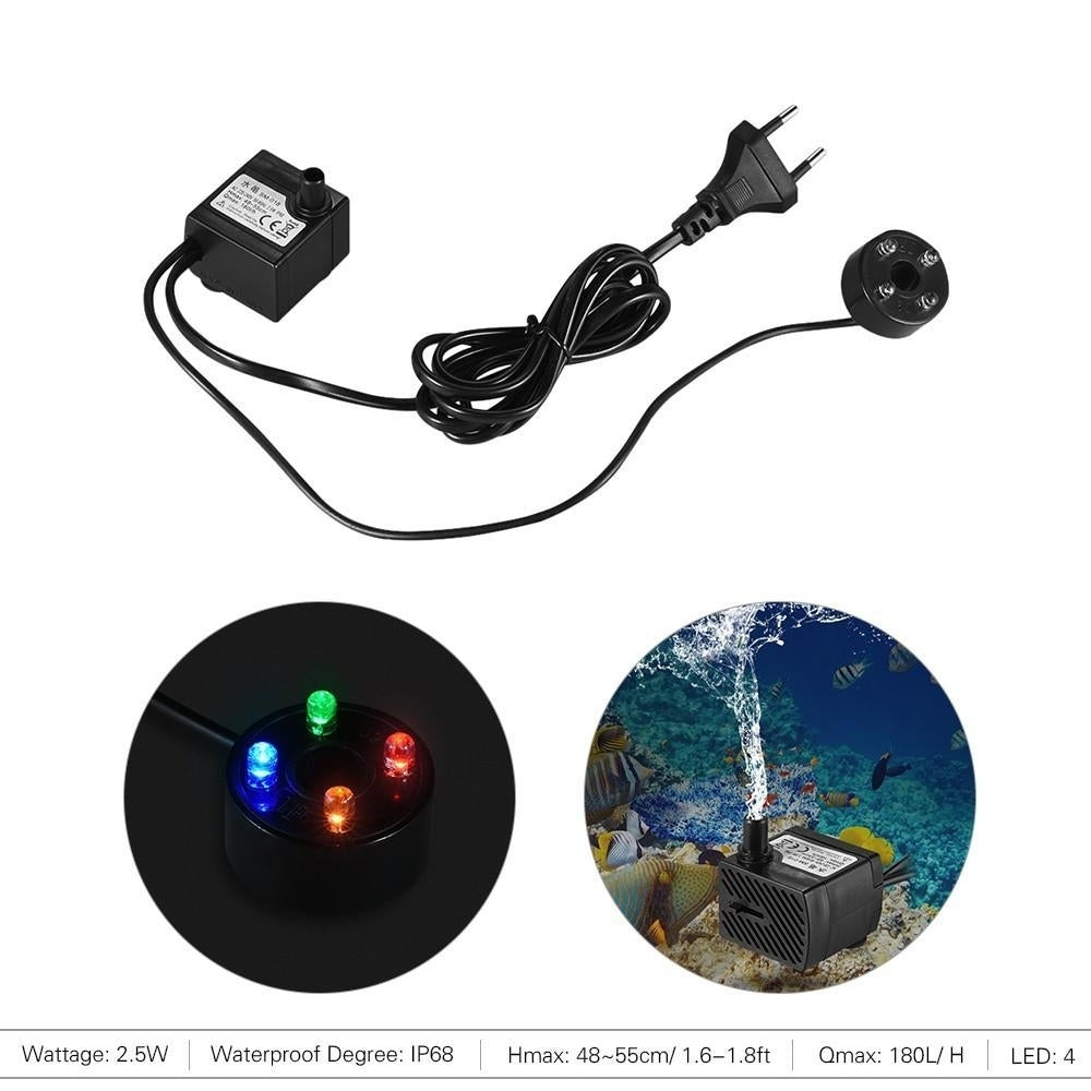 180L,H 2.5W Submersible Water Pump with 4 LED Light Ultra Quiet for Pond Aquarium Fish Tank Image 8