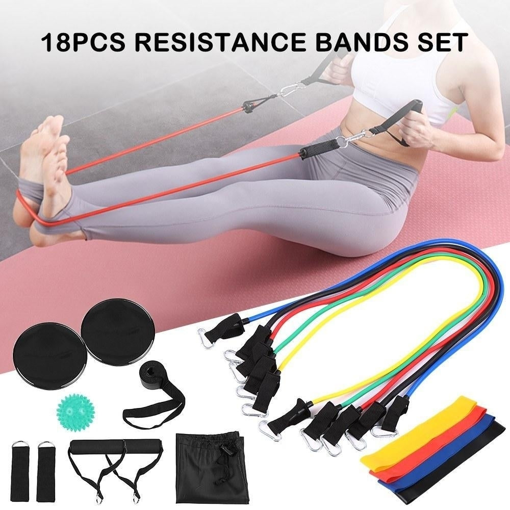 18Pcs Resistance Bands Set Workout Fitness Exercise Rehab Loop Tube for Home Gym Travel Image 6