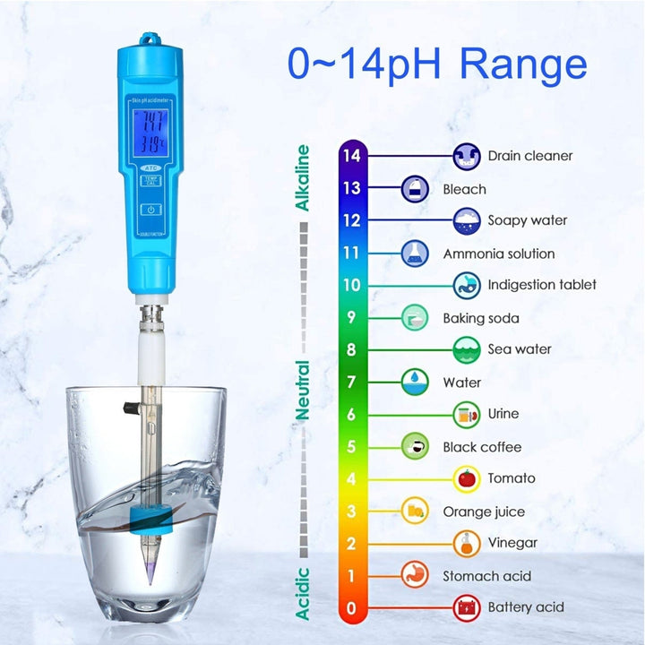 High Accuracy pH Meter ATC 2-in-1 and Temperature Skin Acidimeter Portable Test Pen Image 12