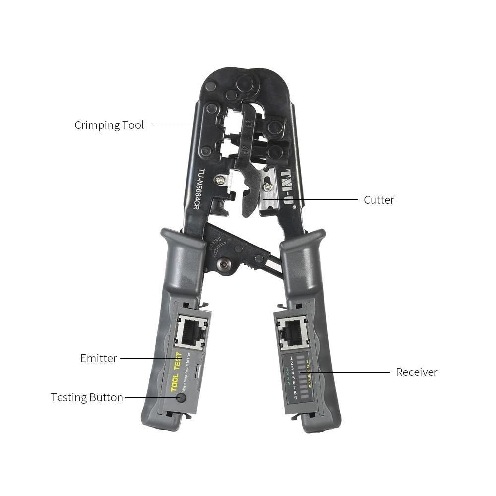 2 in 1 Wire Crimping and Testing Pliers RJ11 RJ12 RJ45 Cable Crimper Stripper Cutter Tester Image 9