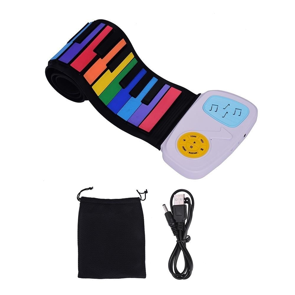 49 Keys Rainbow Roll-Up Piano Electronic Keyboard Colorful Silicon Built-in Speaker Musical Education Toy Image 2