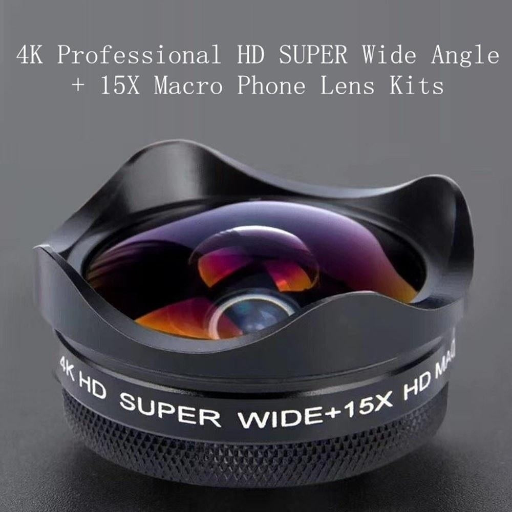 4K Ultra HD Smartphone Camera Lens 0.45X Wide-angle 15X Macro Phone with Universal Clip Image 9