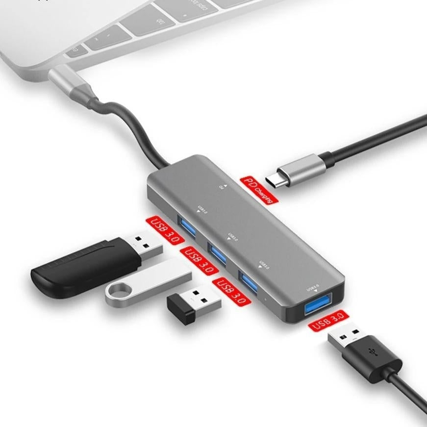 5 in 1 Hub Type C To USB3.04+PD Intelligent USB Hub Multi-Port Adapter Image 3