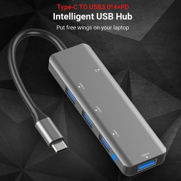 5 in 1 Hub Type C To USB3.04+PD Intelligent USB Hub Multi-Port Adapter Image 4