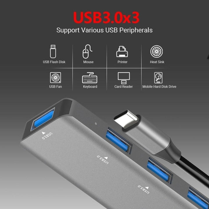 5 in 1 Hub Type C To USB3.04+PD Intelligent USB Hub Multi-Port Adapter Image 6