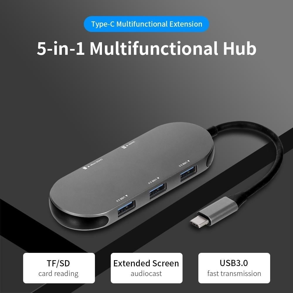 5-in-1 Multi-functional Hub Aluminum Shell USB3.03/SD TF Card Plug and Play Portable Hub Image 6