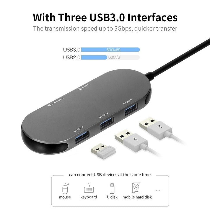 5-in-1 Multi-functional Hub Aluminum Shell USB3.03/SD TF Card Plug and Play Portable Hub Image 8