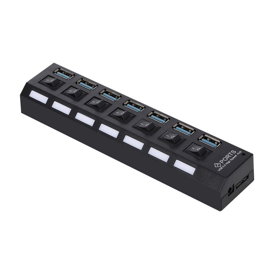 7-Port USB 3.0 HUB Splitter 7 Ports Expander with Switch For PC Image 1