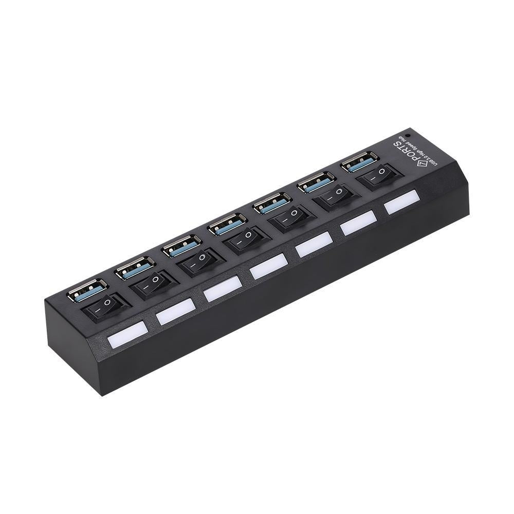7-Port USB 3.0 HUB Splitter 7 Ports Expander with Switch For PC Image 2