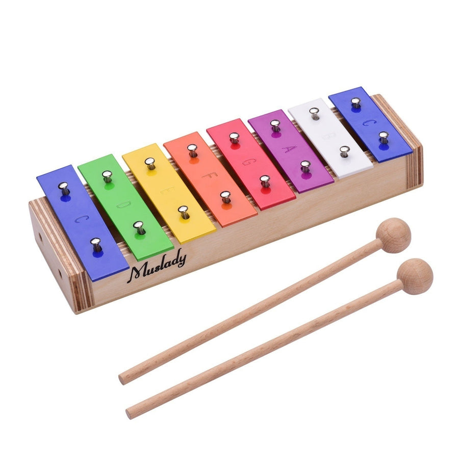 8-Note Colorful Xylophone Glockenspiel Percussion Musical Instrument Toy Image 1